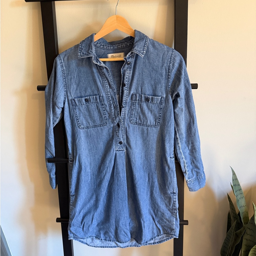 Madewell Indigo Denim Shirt with Logo Tag